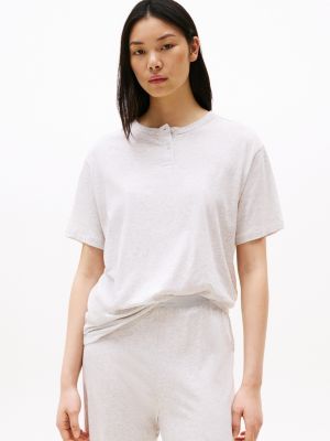 grey relaxed henley pyjama t-shirt for women tommy hilfiger