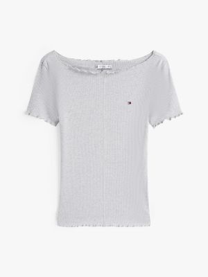 grey hilfiger flag ribbed shorts pyjama set for women tommy hilfiger