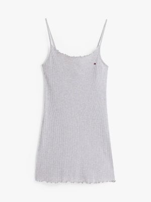 grau hilfiger flag geripptes cami-nachthemd für damen - tommy hilfiger