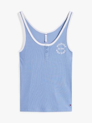 grey ribbed slim henley lounge tank top for women tommy hilfiger