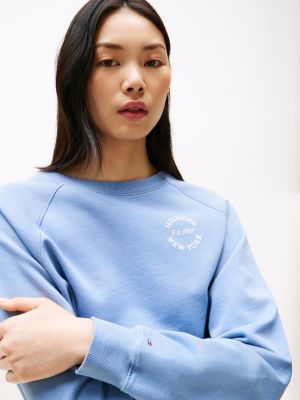 blue relaxed lounge track top for women tommy hilfiger