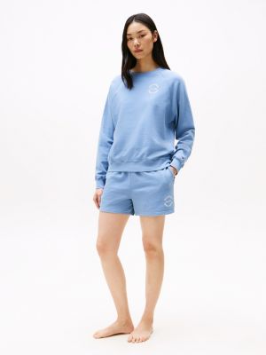 blue relaxed lounge track top for women tommy hilfiger