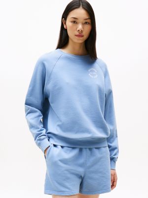 blue relaxed lounge track top for women tommy hilfiger