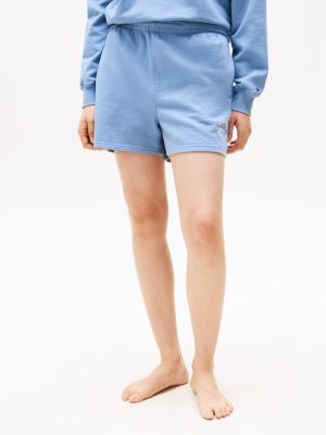 blue relaxed logo lounge shorts for women tommy hilfiger