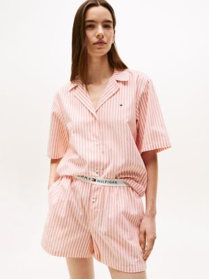 multi relaxed pyjama set with linen for women tommy hilfiger