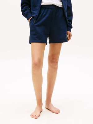 blauw relaxed fit loungeshort voor dames - tommy hilfiger