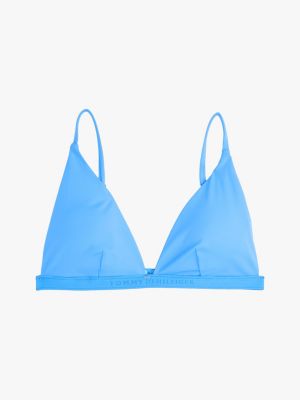 blau triangel-bikinioberteil mit logo für damen - tommy hilfiger