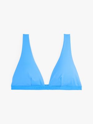 blue tonal logo plunge bikini top for women tommy hilfiger