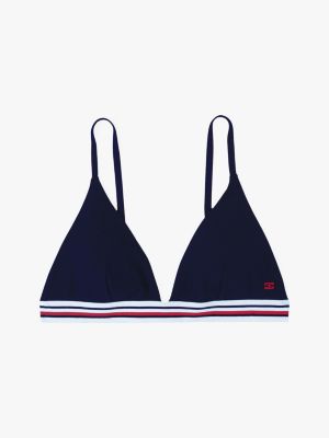 blau global stripe triangel-bikinioberteil für damen - tommy hilfiger