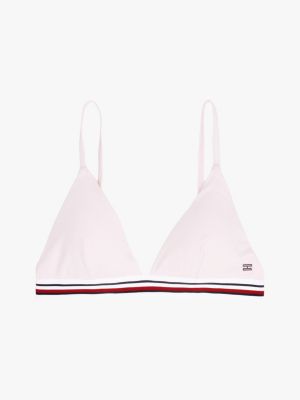 pink global stripe triangle bikini top for women tommy hilfiger