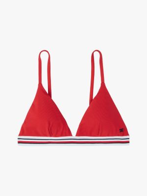 czerwony góra od bikini z trójkątnymi miseczkami dla kobiety - tommy hilfiger