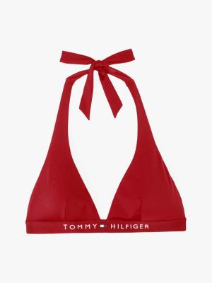 czerwony góra od bikini original z wiązaniem na szyi dla kobiety - tommy hilfiger