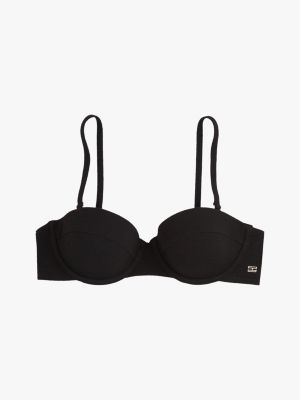 schwarz gepolstertes balconette-bikinioberteil für damen - tommy hilfiger