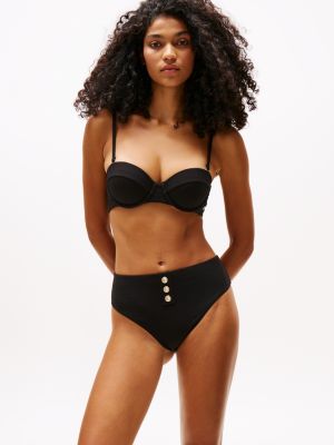 black gepolstertes balconette-bikinioberteil für damen - tommy hilfiger