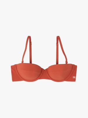 braun gepolstertes balconette-bikinioberteil für damen - tommy hilfiger