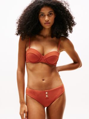 brown padded underwired balconette bikini top for women tommy hilfiger