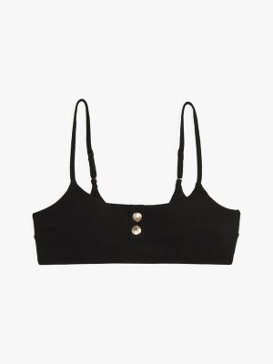 black embossed button textured bikini bralette for women tommy hilfiger