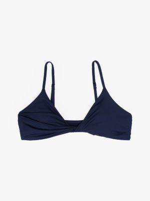 blauw triangel-bikinitop met gedraaide details voor dames - tommy hilfiger