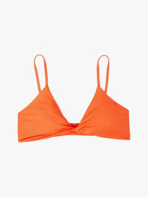 haut de bikini triangle à détail torsadé rouge pour femmes tommy hilfiger