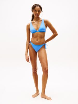 blau bikinihose mit gleichfarbigem logo für damen - tommy hilfiger