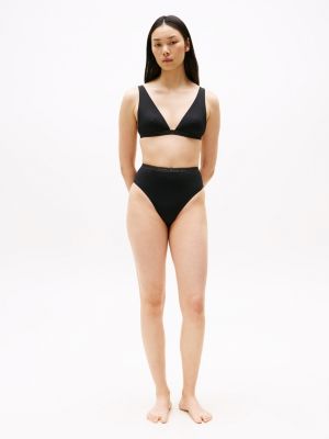 black tonal logo high rise bikini bottoms for women tommy hilfiger