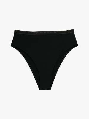 bas de bikini tonal logo taille haute noir pour femmes tommy hilfiger