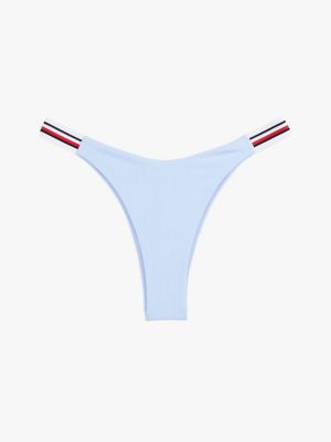 bas de bikini échancré global stripe bleu pour femmes tommy hilfiger