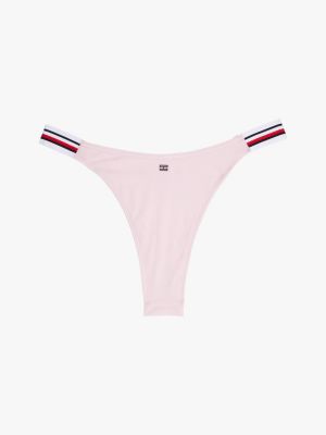 rosa global stripe bikinihose mit hohem bund für damen - tommy hilfiger