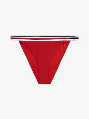 rot global stripe cheeky fit bikinihose für damen - tommy hilfiger