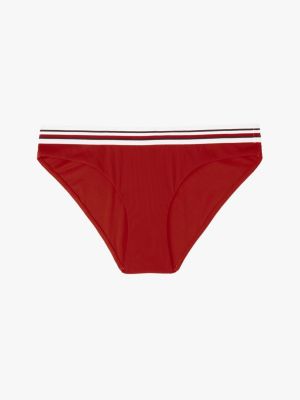 rot global stripe klassische bikinihose für damen - tommy hilfiger