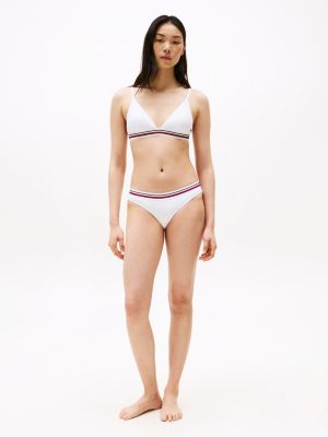 wit classic bikinibroekje met signature-streep voor dames - tommy hilfiger