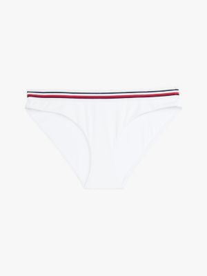 weiß global stripe klassische bikinihose für damen - tommy hilfiger