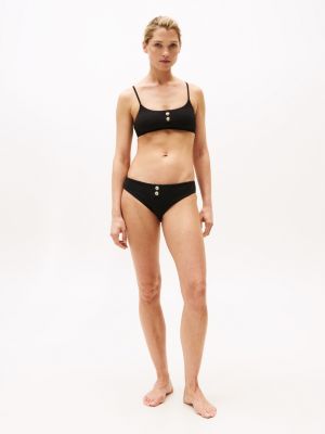 black button detail textured classic bikini bottoms for women tommy hilfiger