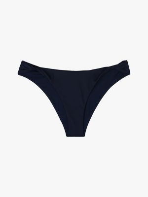 bas de bikini cheeky à détail torsadé bleu pour femmes tommy hilfiger