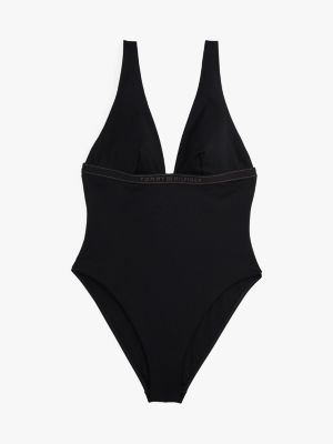 costume intero con logo tono su tono nero da donne tommy hilfiger