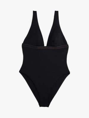 maillot de bain tonal logo noir pour femmes tommy hilfiger