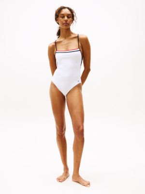 costume intero global stripe bianco da donne tommy hilfiger