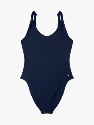 blue twist detail scoop back swimsuit for women tommy hilfiger