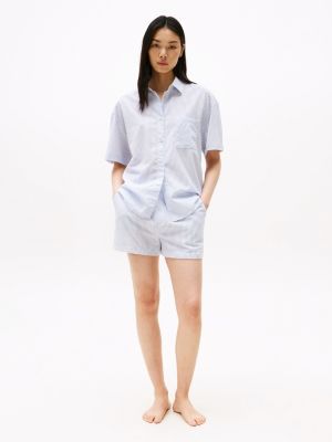 multi textured seersucker short sleeve shirt for women tommy hilfiger