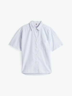 multi textured seersucker short sleeve shirt for women tommy hilfiger