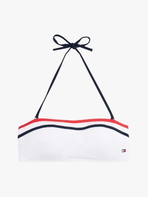 weiß global stripe bandeau-bikinioberteil für damen - tommy hilfiger