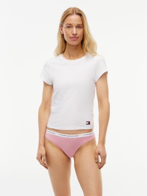 pink repeat logo waistband thong for women tommy hilfiger
