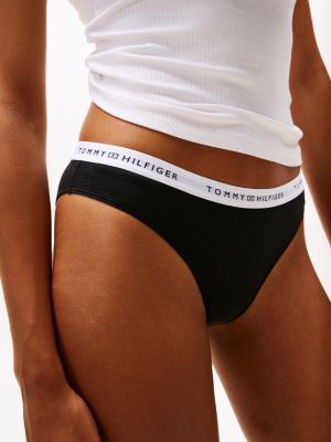 schwarz slip mit logomuster am taillenbund für damen - tommy hilfiger