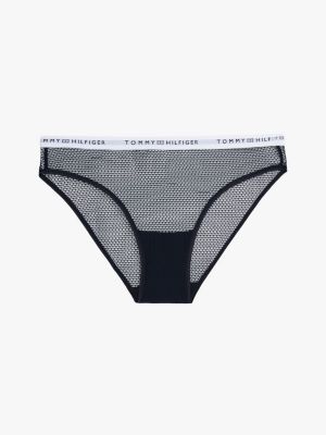 blau spitzen-slip mit logo-taillenbund für damen - tommy hilfiger