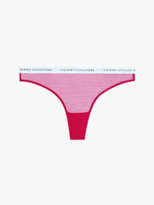 string en dentelle à logo sur la ceinture rose pour femmes tommy hilfiger