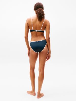 blau klassische bikinihose mit kontrast-besatz für damen - tommy hilfiger