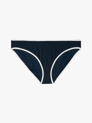 bas de bikini classique à bordure contrastée bleu pour femmes tommy hilfiger