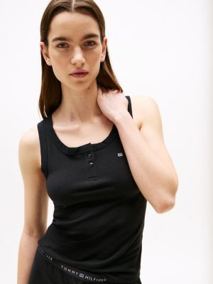 schwarz pyjama mit racerback und logo für damen - tommy hilfiger