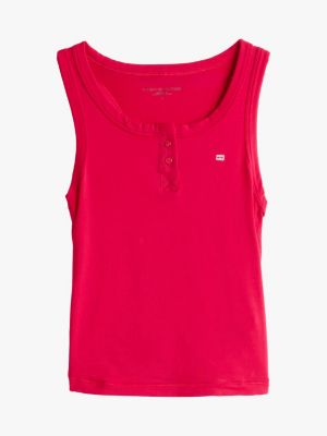 completo pigiama canotta e shorts con logo rosa da donne tommy hilfiger