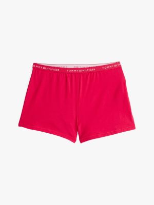 completo pigiama canotta e shorts con logo rosa da donne tommy hilfiger